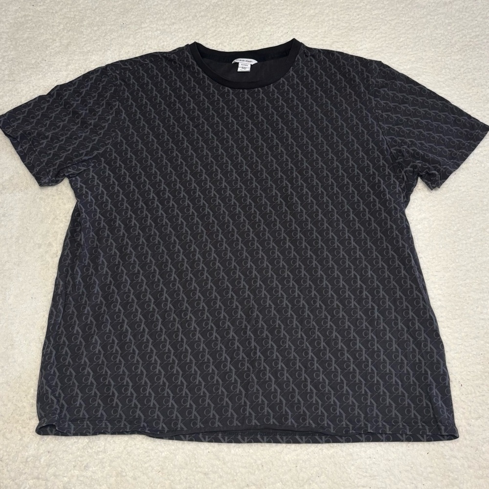 Calvin Klein Men Black Canvas Logo Short Sleeve T-shirt